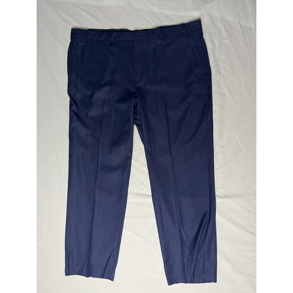 NWT Savane Performance Dress Pants Men's 42x30 Blue Straight Flat Front Stretch
